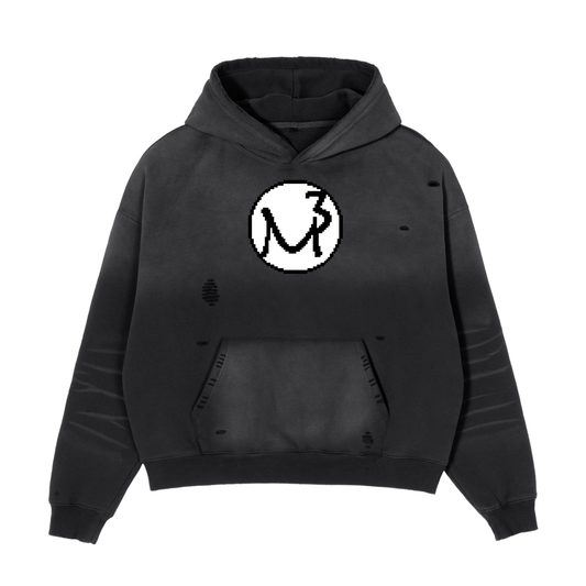 MP3bbALL Pixel Glitch Frayed Hoodie